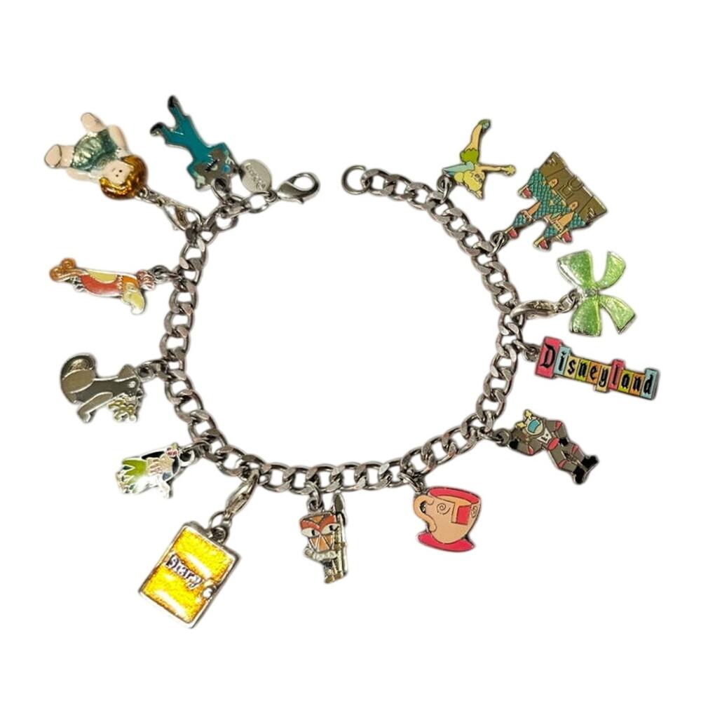 Vintage Authentic Disney Enamel Character 13-Charm Bracelet